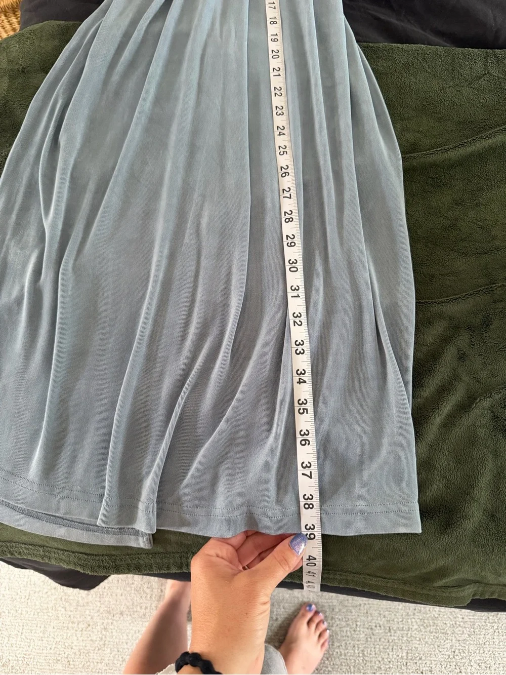 Vintage Light Blue Women's Maxi Skirt - Classic Elastic Waist